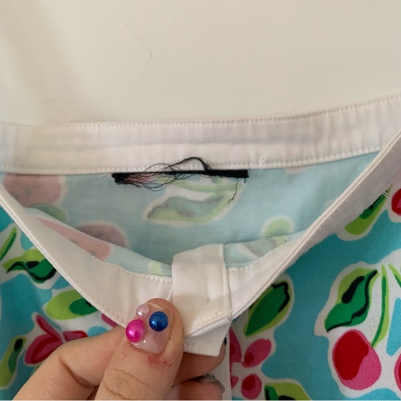 Spenser Jeremy Fruit Print Turquoise Mini Dress Button Front Barbie Core - Picture 2 of 4